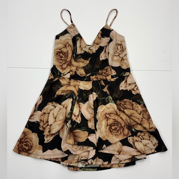 Purple Snow Floral Skort Romper Spaghetti Strap Mini - Picture 6 of 10